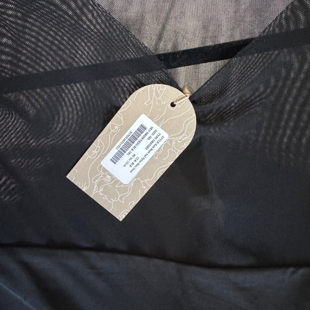 Sheer Long Sleeve Black Mesh Maxi Dress - Picture 4 of 7